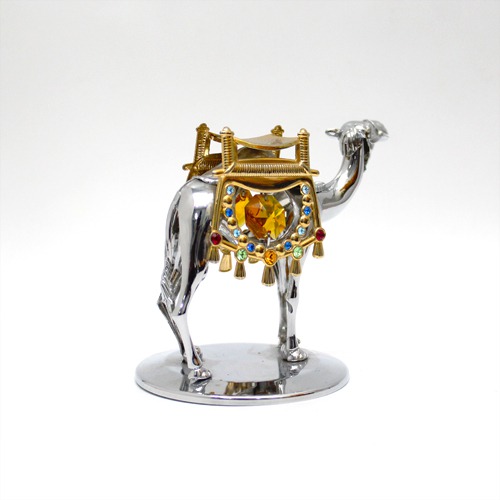 Camel figurine Silver Plated Metal Crystal Art