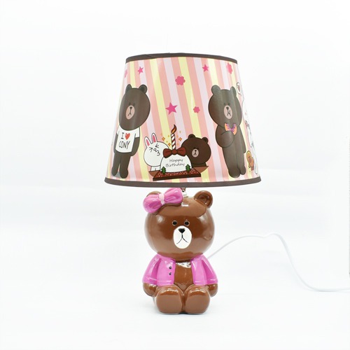 The Cute Teddy Bear Shape Table Lamp With Multicolor Fabric Shade For Home Decor, Desktop