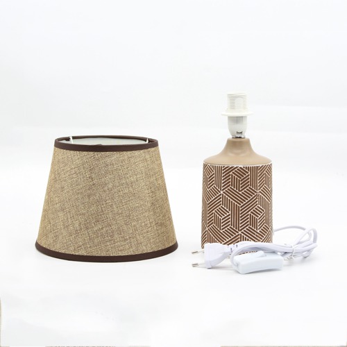 Brown  Fabric Shade With  Ceramic  Dog  Shape Table Lamp  For Home & Office Dcor