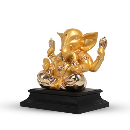 Polyresin Golden Ganesha Idol For Home Decor