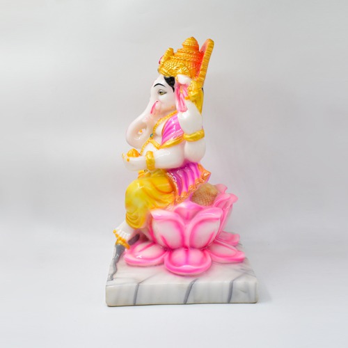 Sitting on Lotus Ganesha Idol for Home Decor