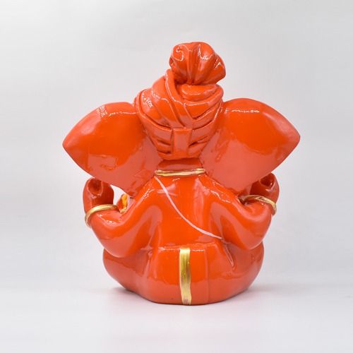 Orange Feta Ganesh Idol for Home Decor