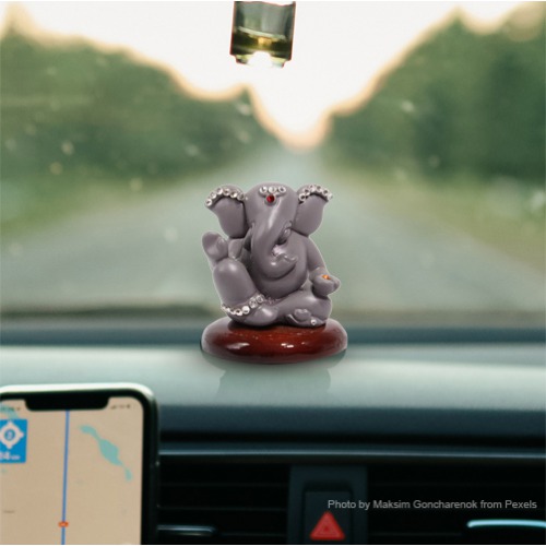 Gray Colour Decoration Ganesha Idol For Car Dashboard