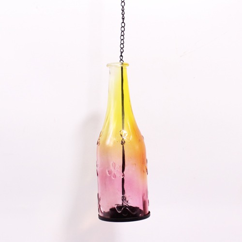 Multi Color Glass Hanging Candle Holder Bottle For Home & Office Decoration