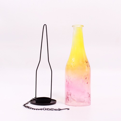 Multi Color Glass Hanging Candle Holder Bottle For Home & Office Decoration
