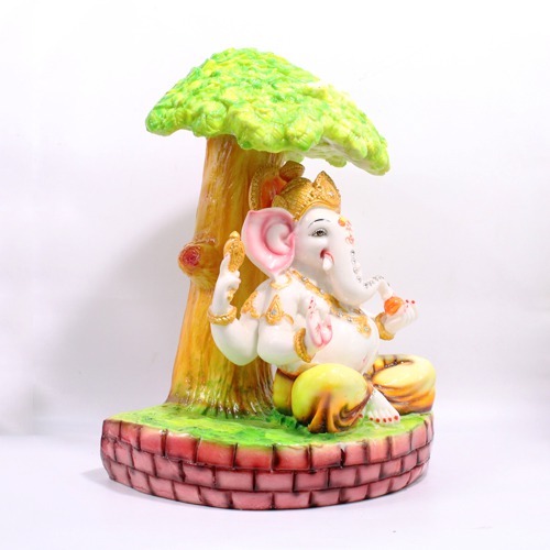 Sitting Under the Tree Decorative Ganesh Idol For Office Home