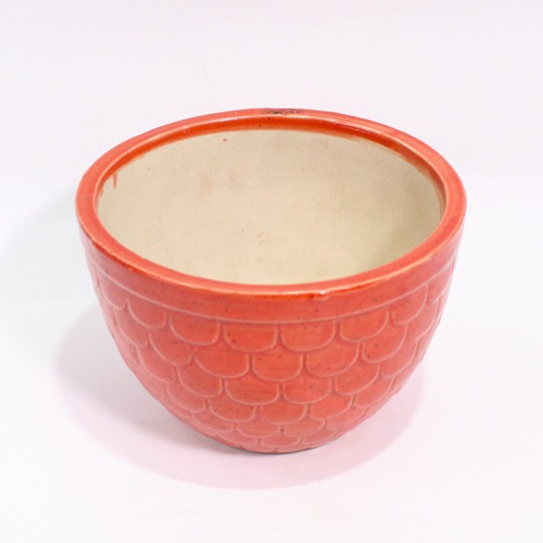 Orange Patzo Stone Bowl Planter Pot | Planters Ceramic Flower Plant Pots Modern Decorative Gardening Pot