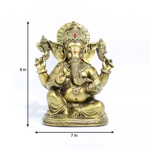 Golden Colour Ganesha Idol for Office and Home