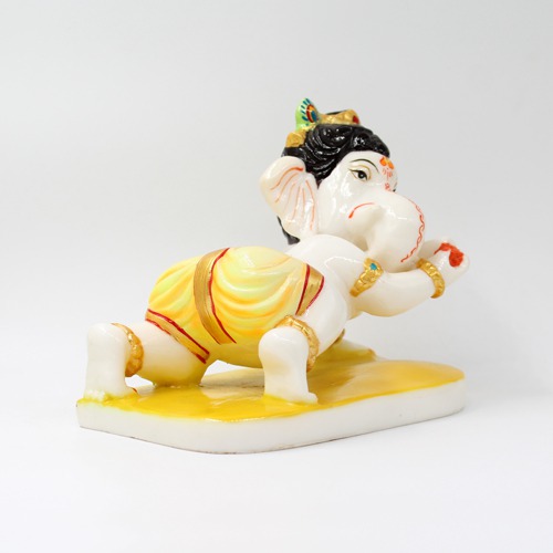 Yellow Base Krishna Ganpati Idol For Home& Office Decor