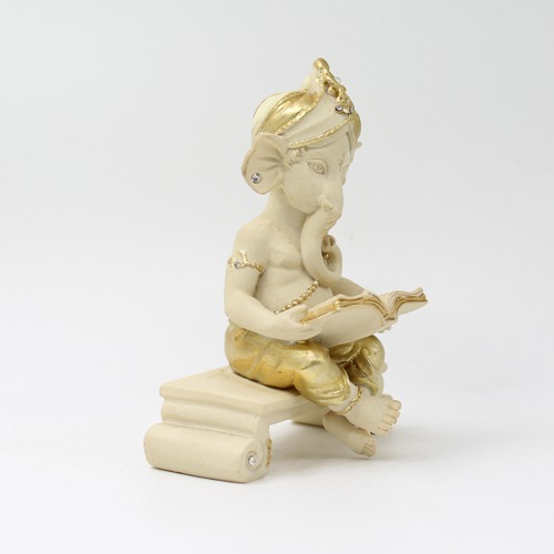Bal Ganesha Reading Book Statue For Home Decor & Office Decor