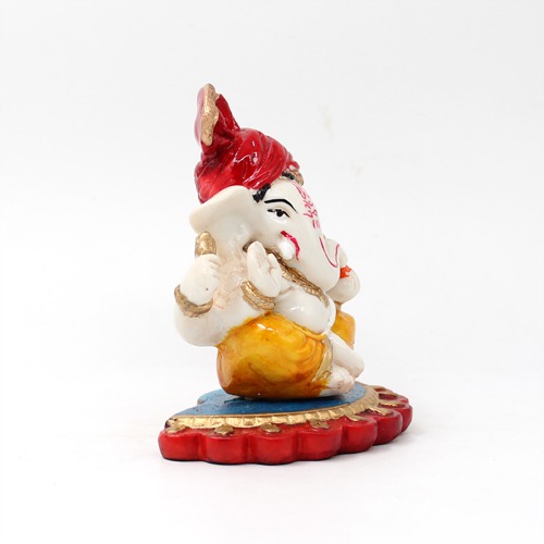 Red Feta Sitting Small Ganesha Statue  For Home & Office Decor
