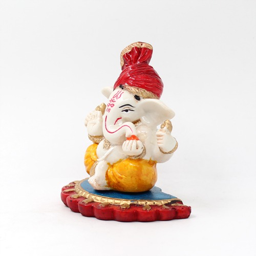 Red Feta Sitting Small Ganesha Statue  For Home & Office Decor