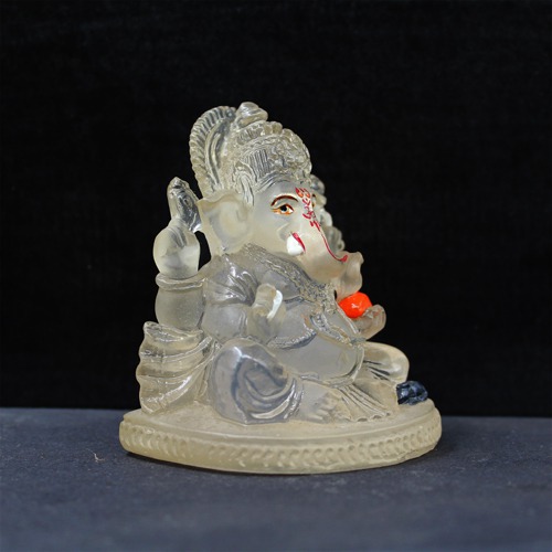 White Lord  Ganesh with Mouse Statue For Home Decor