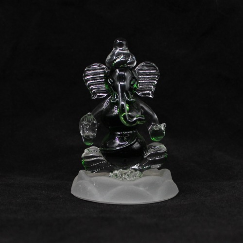 Green And White Blessing Glass Ganesha For Home Decor