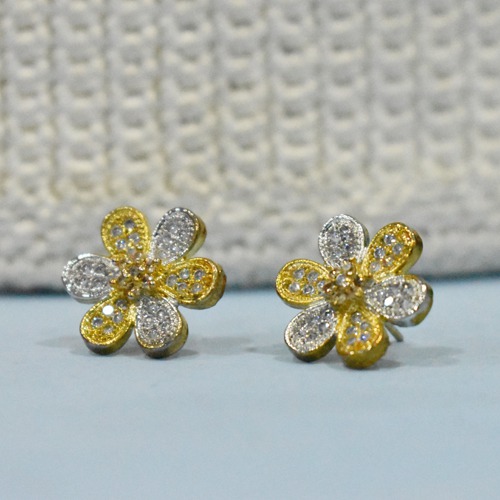 Dual Tone Flower Design Earrings | Earrings | Women Earrings