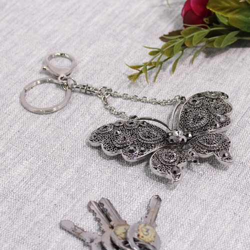 Black and Silver Butterfly Keychain | Premium Stainless Steel Keychain For Gifting With Key Ring Anti-Rust | For Car Bike Home Keys for Men and Women