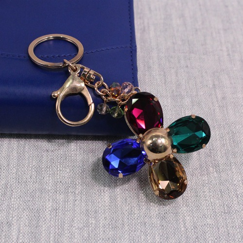 Multi colour Stone Flower Keychain | Premium Stainless Steel Keychain For Gifting With Key Ring Anti-Rust | For Car Bike Home Keys for Men and Women