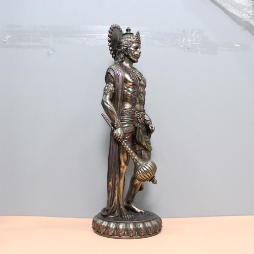 Bronze Finishing Standing Hanuman Idol  Decrotive Showpiece for Gift, Office & Home Decor