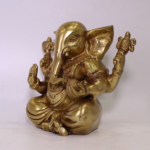 Antique Finish Ganeshji Brass Idol For Home & Office Decor