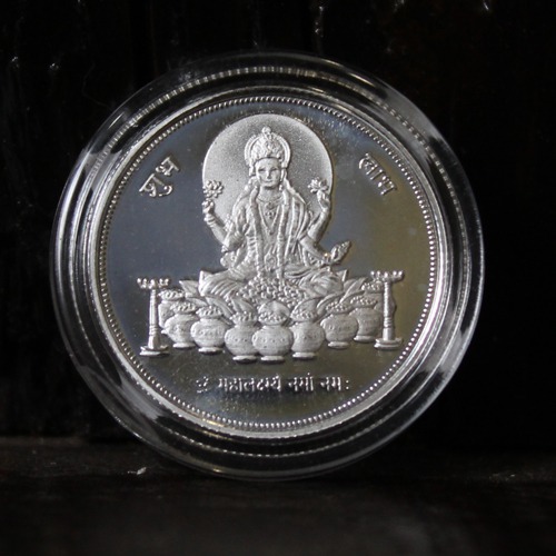 Silver Laxmi Round Coin for Gifting | Religious Occasions