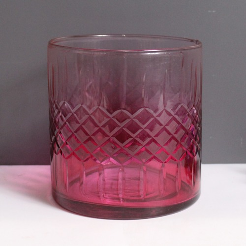 Pink Etching Glass Candle Holder | Glass Vase | For Money Plant | Lucky Bamboo Plant | Elegant Shaped Vase | Flower Pot