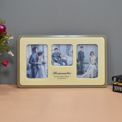 Wooden Wall  Romantic Collage Photo Frame | Frame for Birthday| Anniversary( 3 Photograph , Brown )