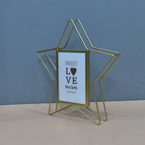 Gold Plated Star Shape Metal Table Top  Photo Frame For Home & Office decor ( Photo Size: 4 x 6 inches )