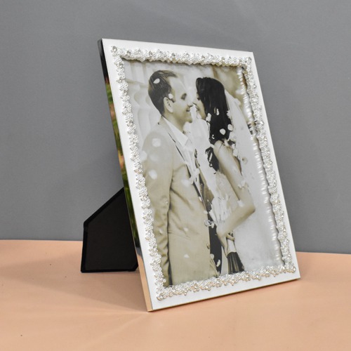Silver Satin  Table Top Photo Frame For Home & Office Decor ( Photo Size 10 x 8 inches)