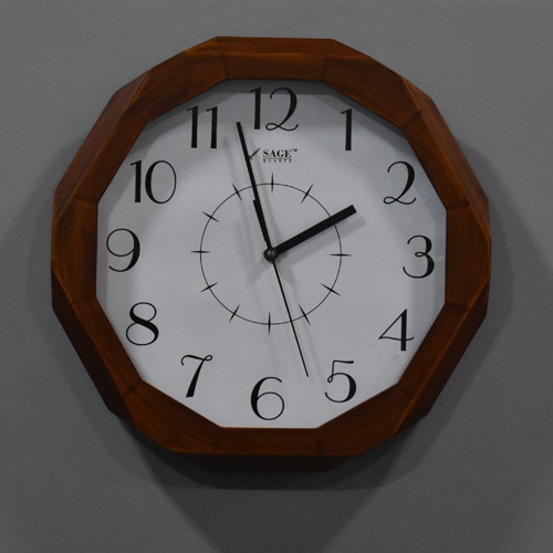 Wooden Designer Sage Quartz Wooden Wall Clock(13.5 x 13.5 inches, Brown)