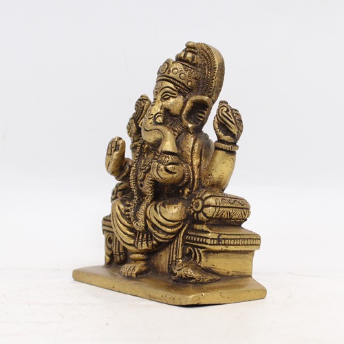 Black Gold Brass Ganesha Idol For Office Decor