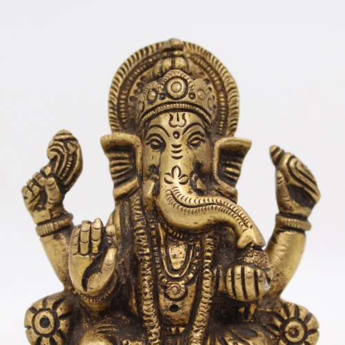 Black Gold Brass Ganesha Idol For Office Decor