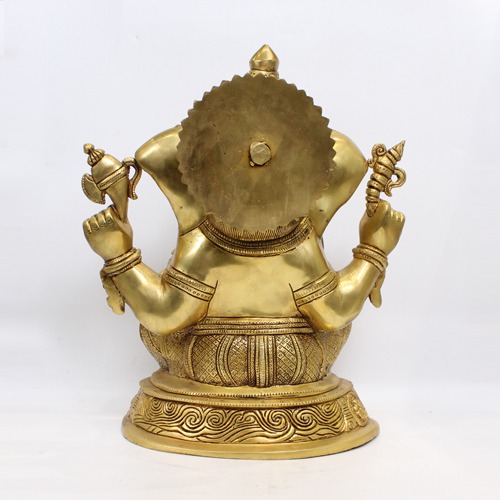 Lord Ganesha Murti In Blessing Posture Sitting With Modak For Decor