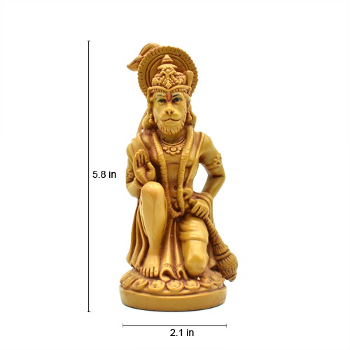 Polymarble Mahavir Hanuman Idol Bajrangbali Sankat Mochan Bhagwan Idol for Temple car Dashboard Home Decor Statue Gift