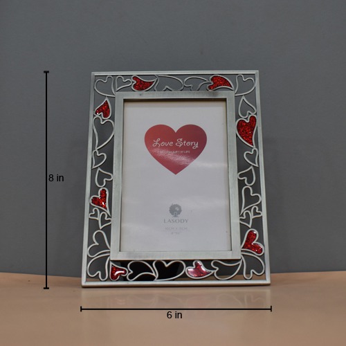 Antique Silver Look Metal  Table Top Photo Frame For Home & Office Decor ( Photo Size :6 x 4  inches)