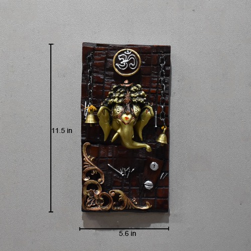 Ganesha Face Wall Hanging Frame With Bell