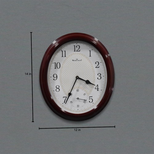 Wooden Oval Shape  Glass Modern Stylish Wall Clock 14- inches