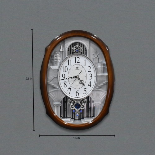 Wooden Designer Analog Power Quartz Wall Clock With Pendulum-22 inches