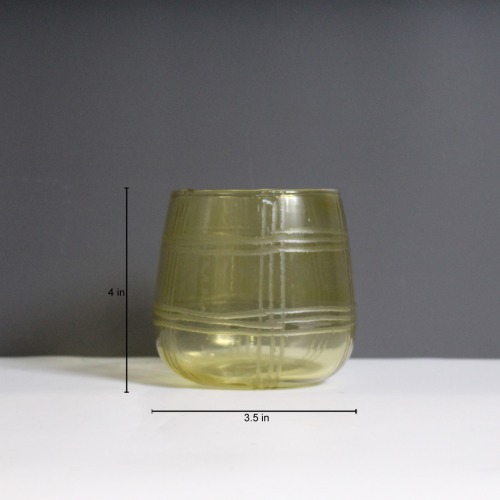 Yellow U Glass Candle Holder | Glass Pots for Indoor Plants Garden Decoration Items Outdoor & Table Planters for Living Room