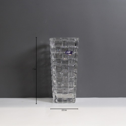 Square Decorative Flower Pot | Glass Flower Pot, Crystal Clear Vase for Living / Long Glass vase / Glass vase