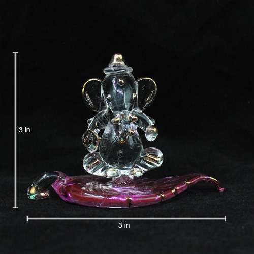 Patta Glass Ganesh Idol For Car Dashboard
