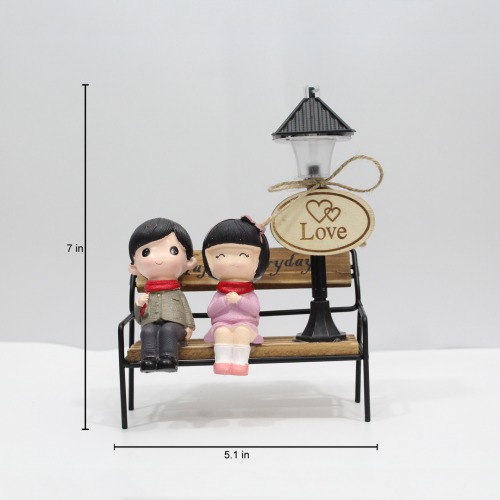 Romantic Couple Seat On Bench Decorative Miniature showpiece