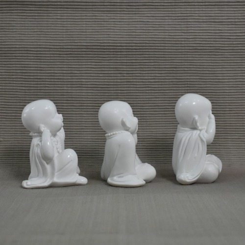 White Colour Gandhi Monk Set Statue | Miniature Buddha Monk Statue Figurines Showpiece for Home | Office Decoration