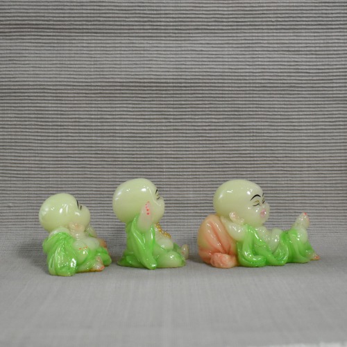 Happy Monk Set Of 3 Statue | Miniature Buddha Monk Statue Figurines Showpiece For Home | Office Decoration