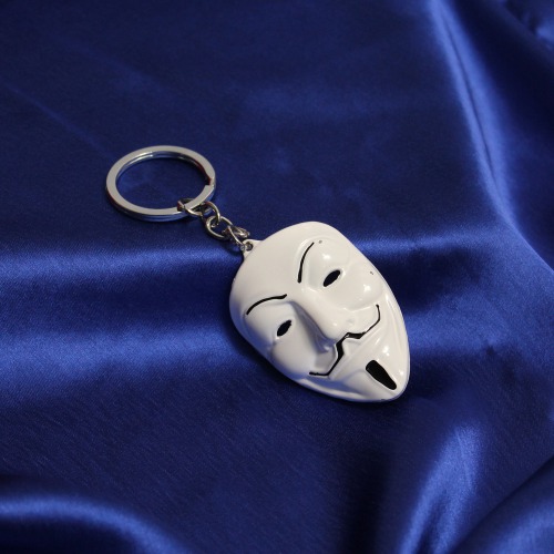 Anonymous - White V for Vendetta face mask Metal collectable Keychain