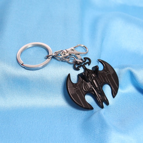 Double Batman 3D Design Black Metal Keychain