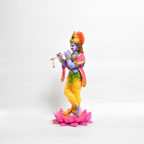 Yellow Dhoti Colour With Pink Shal Krishna Standing Statue| Gift Your Relatives | Showpiece Figurines