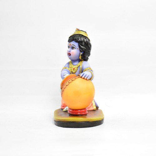 Lord Bal Krishna Brass Idol Natkhat Bal Gopal Spirtual Figurine for Pooja Home Bal Krishna Fiber Decorative