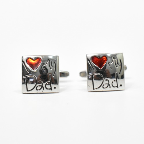 I Love My Dad Cufflinks For Men Stainless Steel Silver Cuff links Enamel Finish Cuff links for Men and Boys.