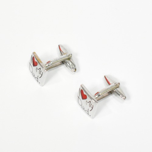 I Love My Dad Cufflinks For Men Stainless Steel Silver Cuff links Enamel Finish Cuff links for Men and Boys.