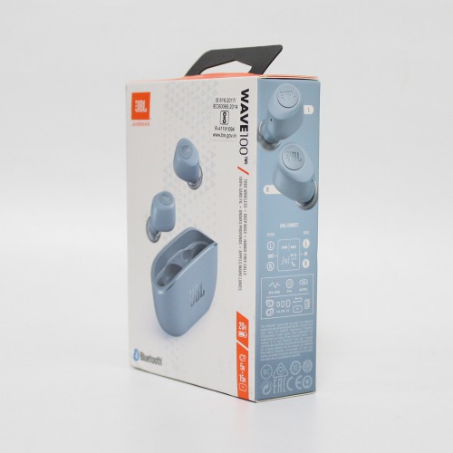 JBL Wave 100TWS Truly Wireless Bluetooth Earbuds, 20 hours of combined playback (Blue)